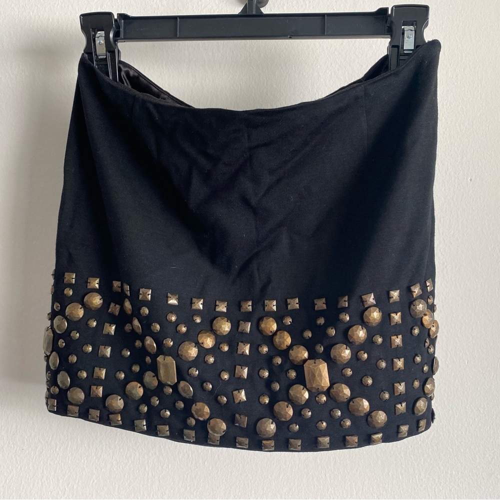 NWOT LaRok Black Studded Mini Skirt